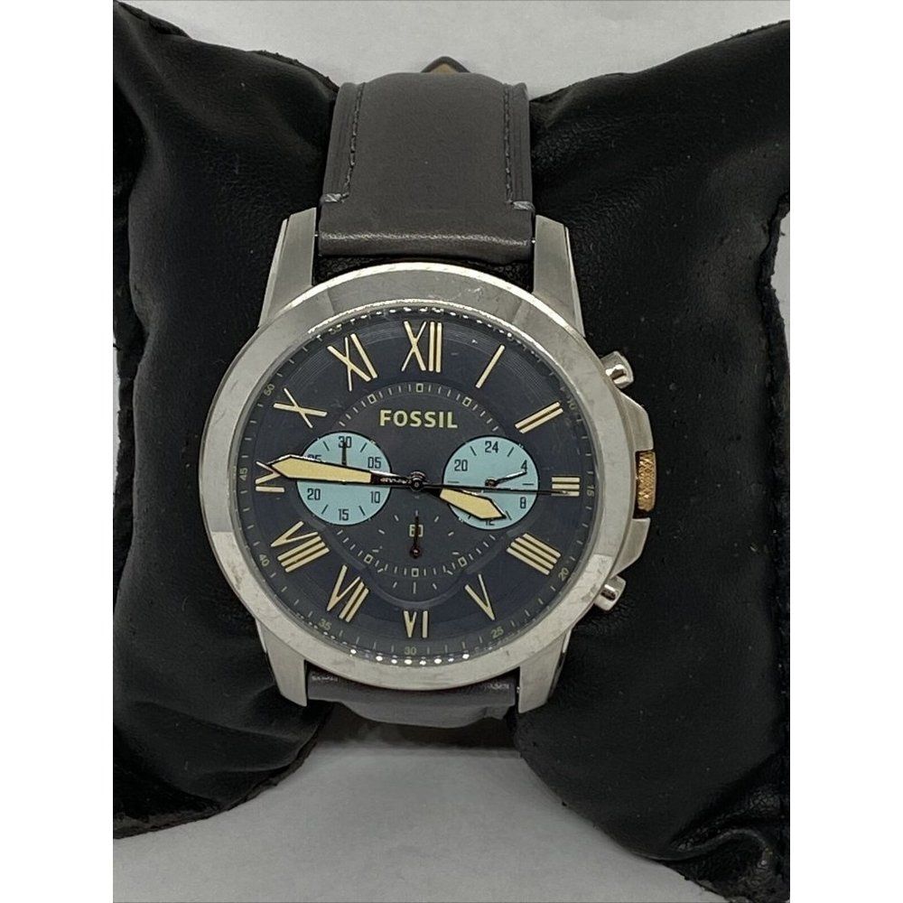 Fossil FS4812 Men's Gray Leather Analog Gray Dial